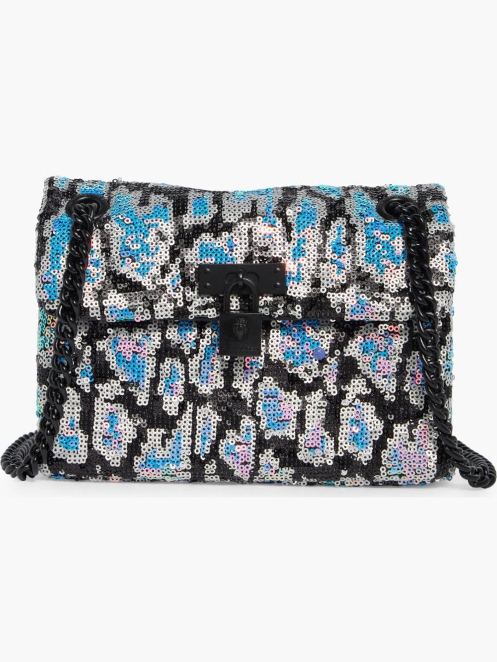 Kurt Geiger London RARE Mini Brixton Blue Leopard Sequin Chain Crossbody Bag NWT